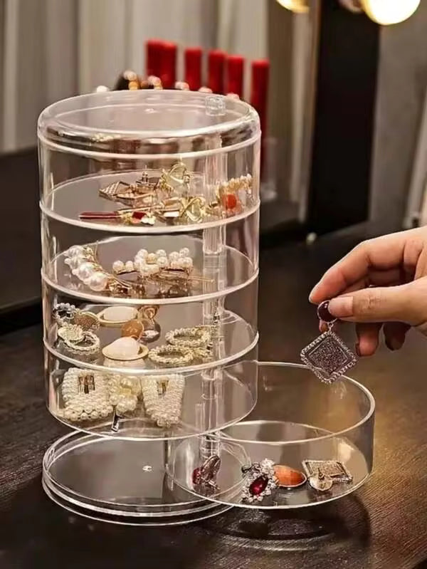 1pc Multi-Layer Rotating Jewelry Box For Earrings, Hairpins, Headbands, Hair Ties Organizing In Simple Yet Exquisite Design Back To School
